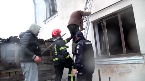 Residents rescued as buildings set on fire in Russian attack in Lviv