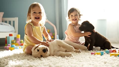 Children and puppies. ASMR