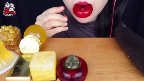 ASMR GOLD BLACK SAPPHIRE GRAPE TANGHULU, HONEY COMB, DONUT JELLY