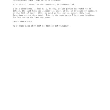 N Sinkovitz, sworn in for the Defendant, to testify as the 199th witness.