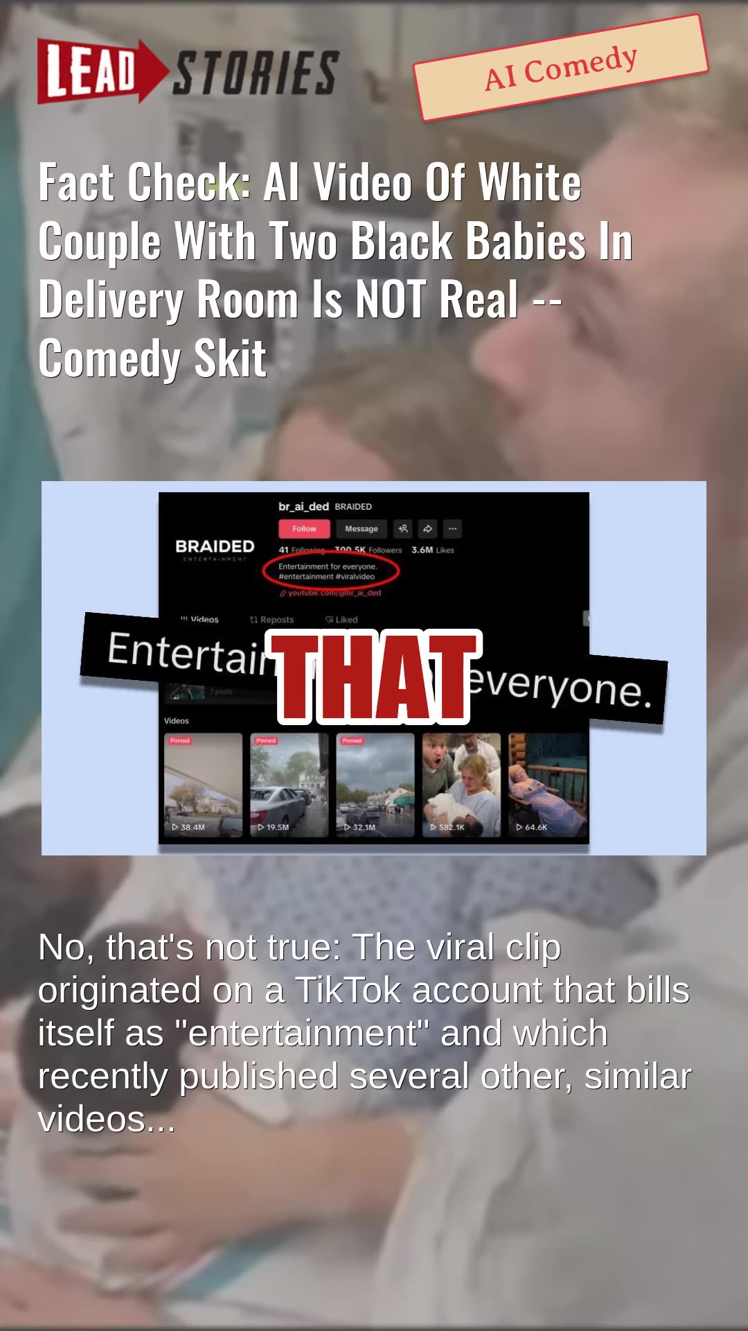 Fact Check: AI Video Of White Couple With Two Black Babies In Delivery Room NOT Real -- Comedy Skit