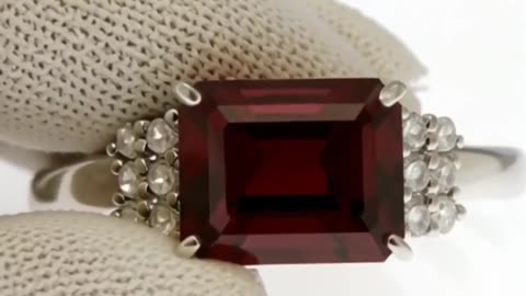 RING PT900PLATINUM GARNET DIAMOND