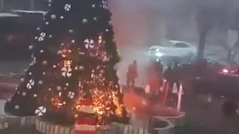 Christmas Tree Set on Fire in Syria