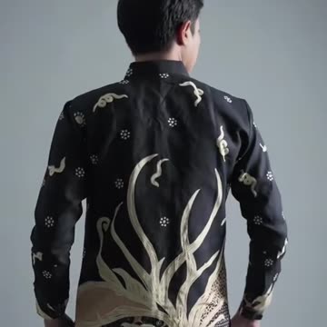 Indonesian Batik Martanegara Motif Slimfit Shirt - Traditional Batik Design with Inner Lining