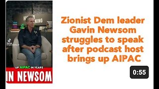 Zionist Dem leader Gavin Newsom struggles to speak after podcast host brings up AIPAC