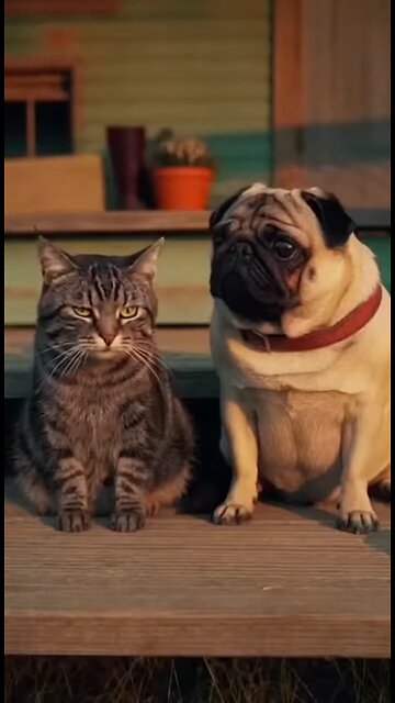 кот и мопс