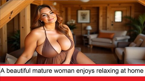 A beautiful mature woman enjoys relaxing at home