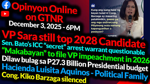 VP Sara Polls as 2028 President | Aquino - Political Dynasty | Barzaga | GTNR Ka Mentong Ka Ado