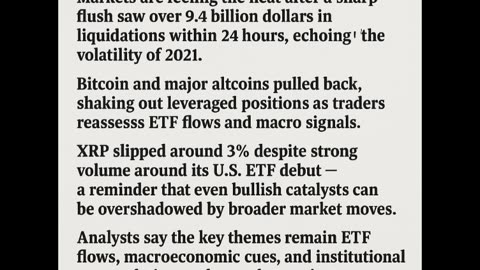 Markets are feeling the heat after a sharp flush saw over $9.4 billion in liquidations