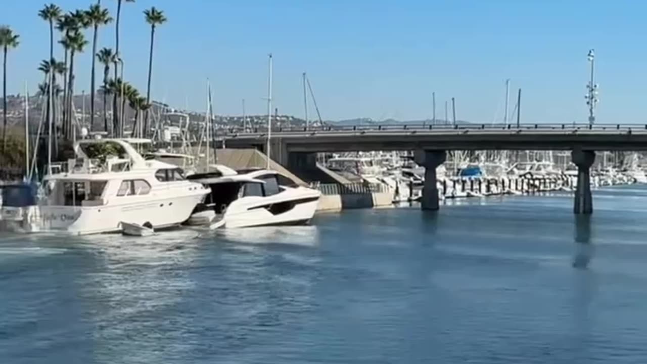 WATCH: Wild crash on the docks today in Dana Point, California. Fortunately no one was hurt