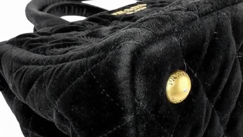 Prada Black Velvet with Gold Handbag