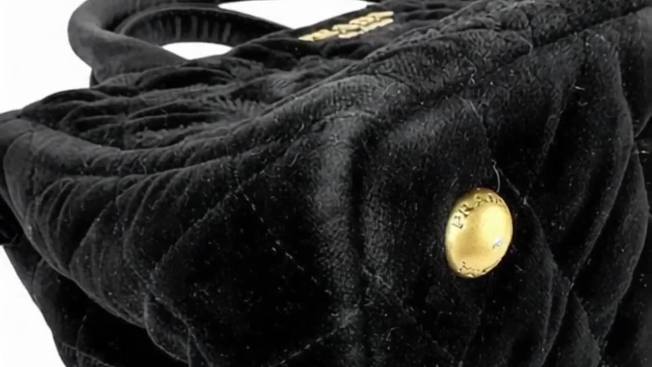 Prada Black Velvet with Gold Handbag