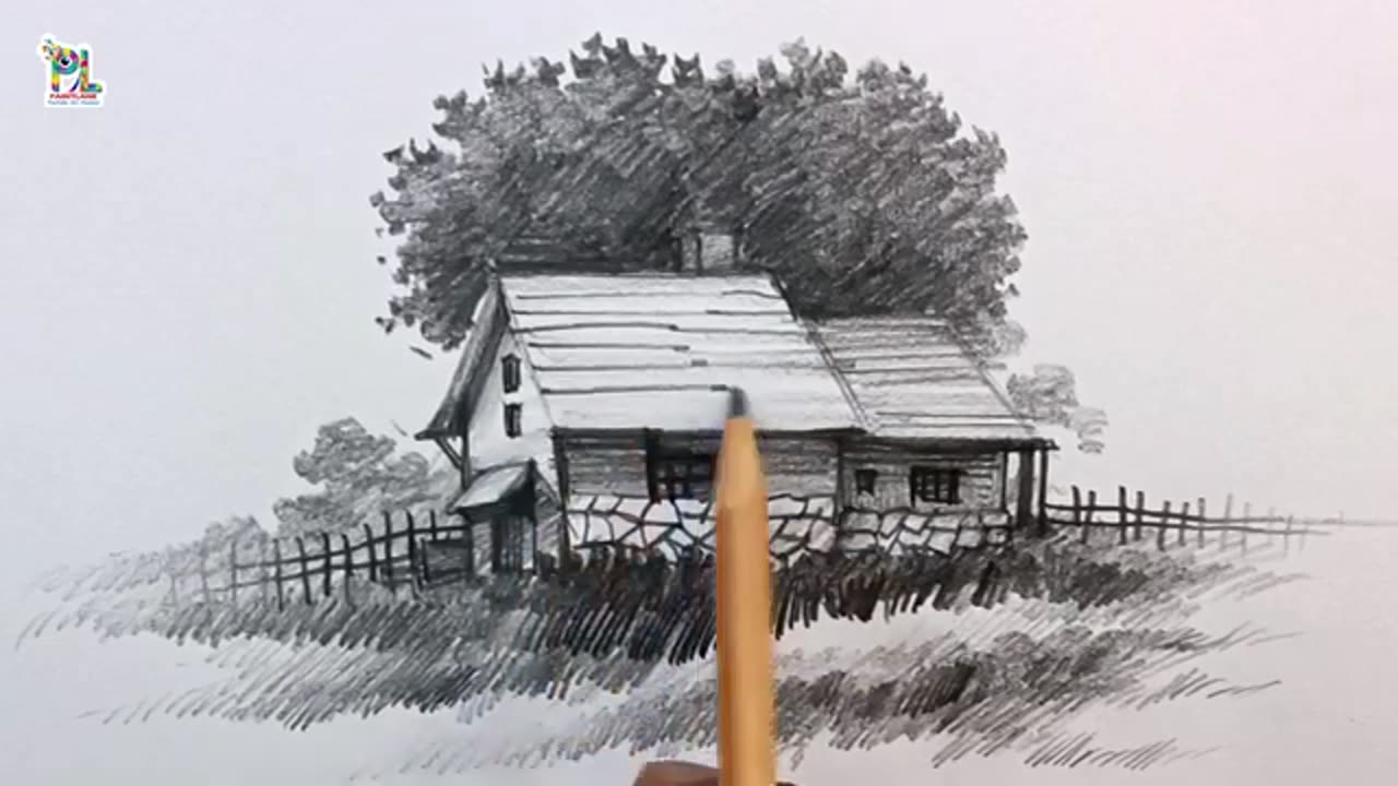 Easy Pencil Sketch and Shading Houses with Pencil