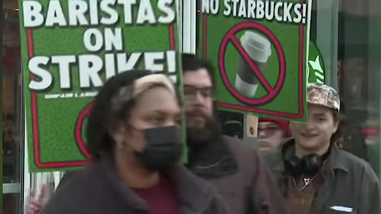 Starbucks union workers strike on Red Cup Day