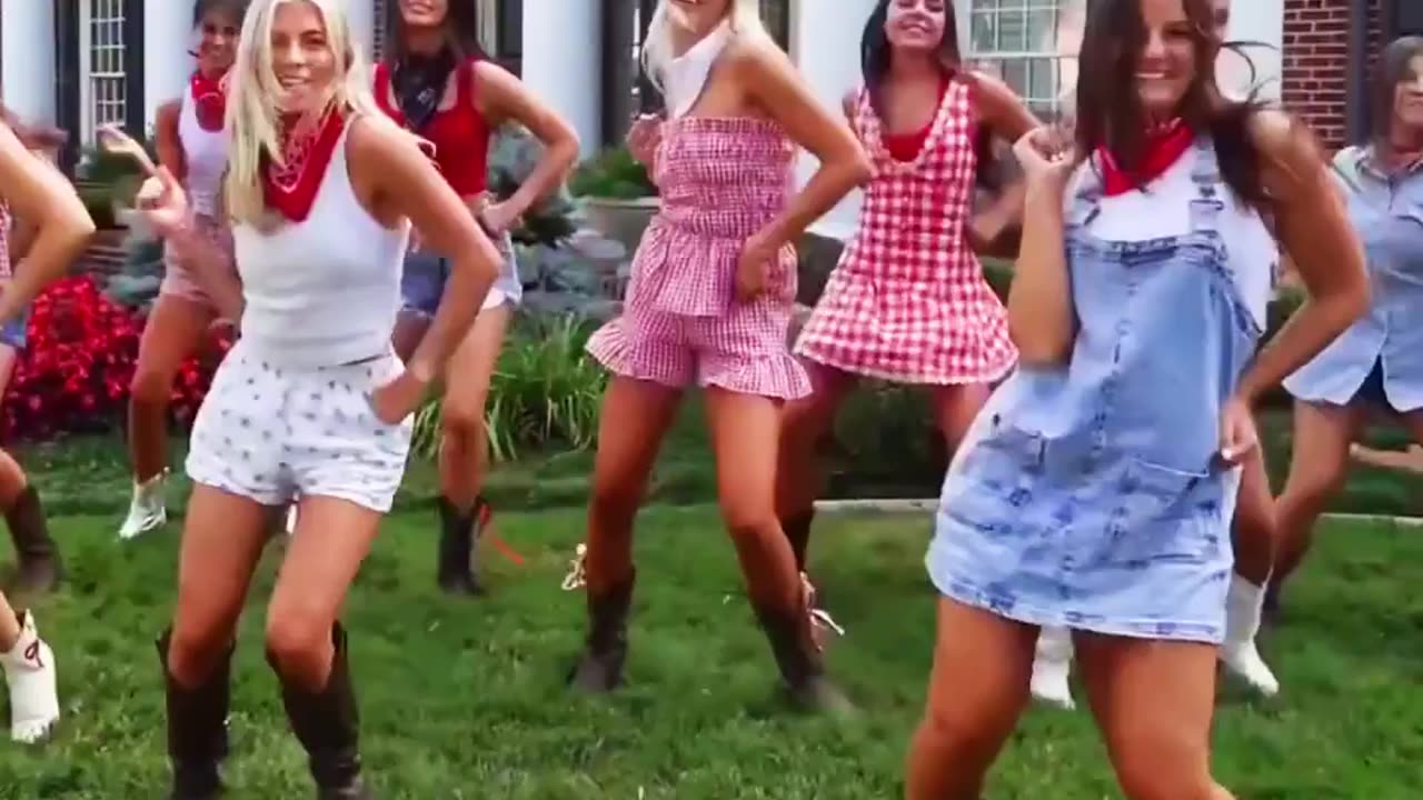 Attractive American girls dance
