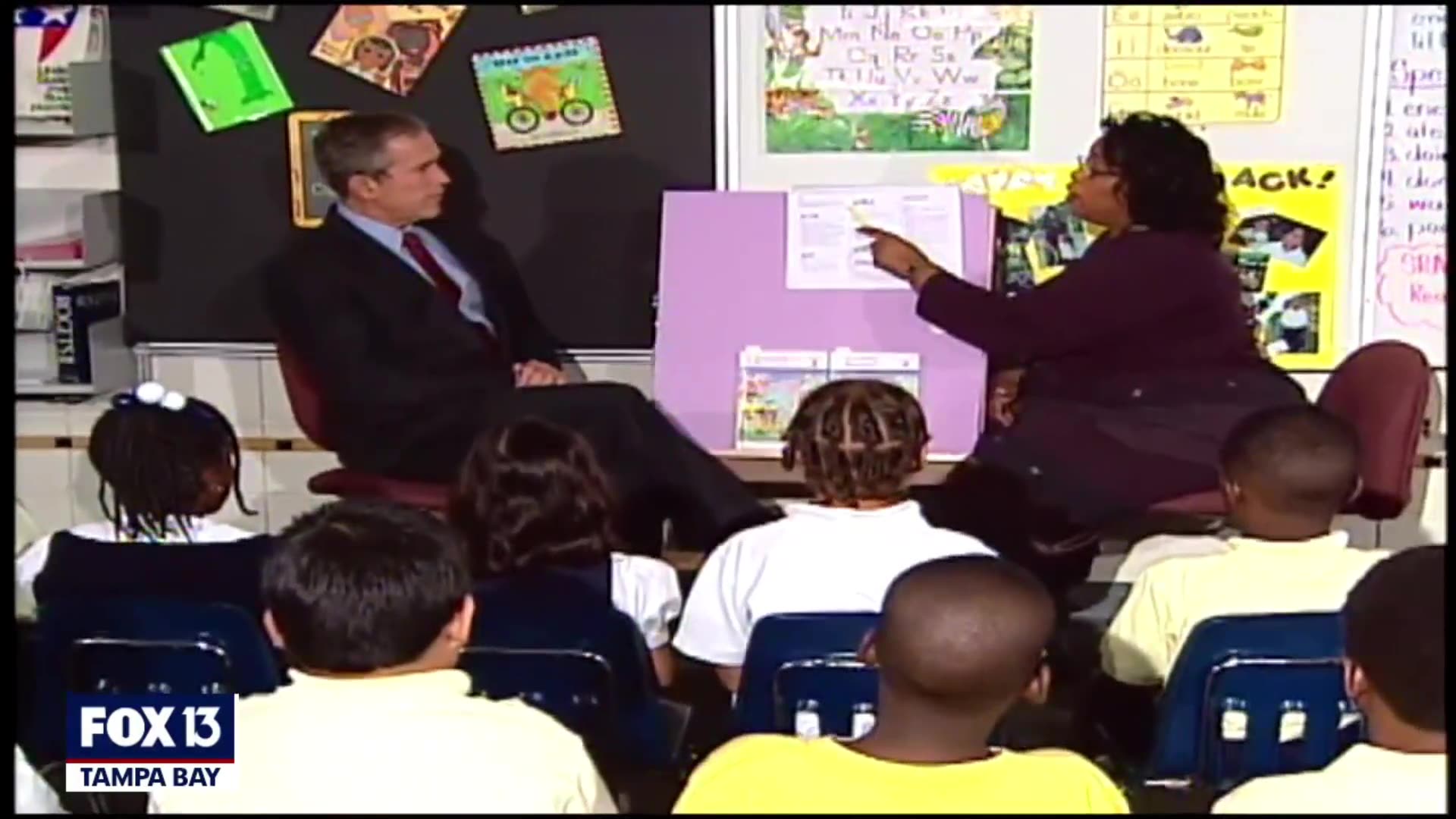 Archival HD Version: George Bush - 9/11 - Classroom (Fox Footage) - Steel — Plane — Hit —-