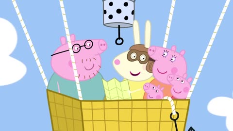 Peppa Pig And Family Ride A Hot Air Balloon!