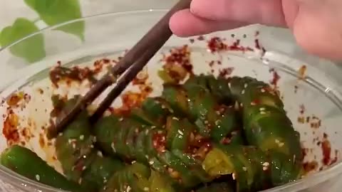 Viral: Spicy Spiral Cucumber Salad! #recipe #koreanfood