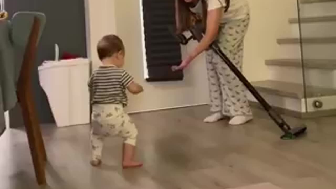 Baby walking for the first time