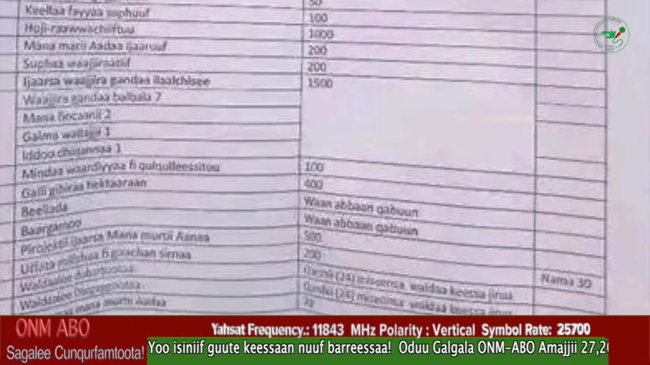 Oduu Galgala ONM-ABO Amajjii 27-2025 itti dhiyaadhaa!