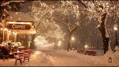 Winter cafe Ambience with Warm Jazz Instrumental Music Smooth