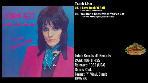 Joan Jett And The Blackhearts – I Love Rock 'N Roll (Full Record) – 1982 – CAT.# NB7-11-135