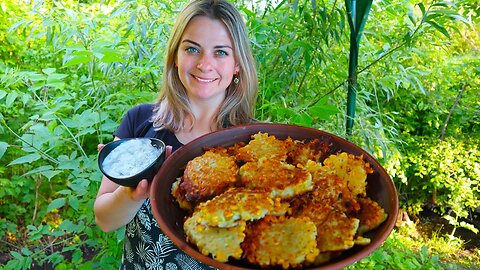 Life in a Ukrainian village. Potato Snack Lunch Recipe. Dish. Outdoor Cooking & Slow Living