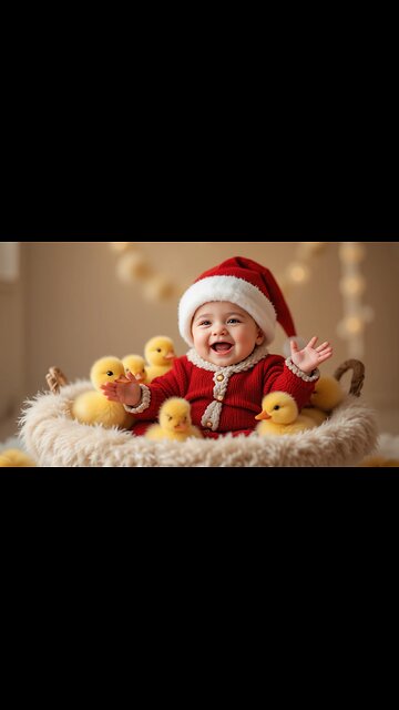 Festive Fun: Baby and Ducklings Celebrate Christmas