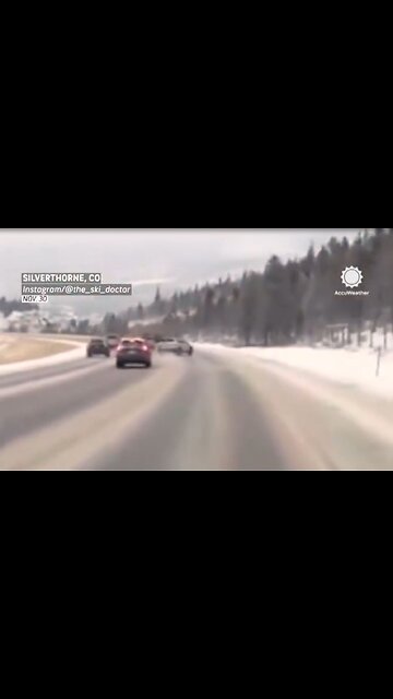 Subaru loses control on snowy highway on Interstate 70 in Colorado