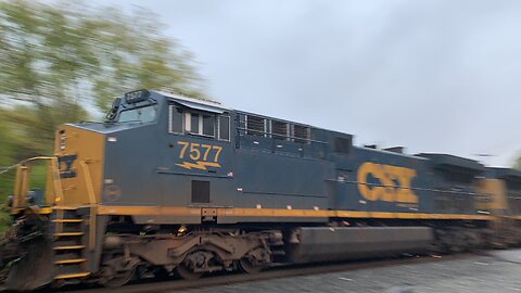 CSX Trains 457, 7577, and 3266 give us horn salute