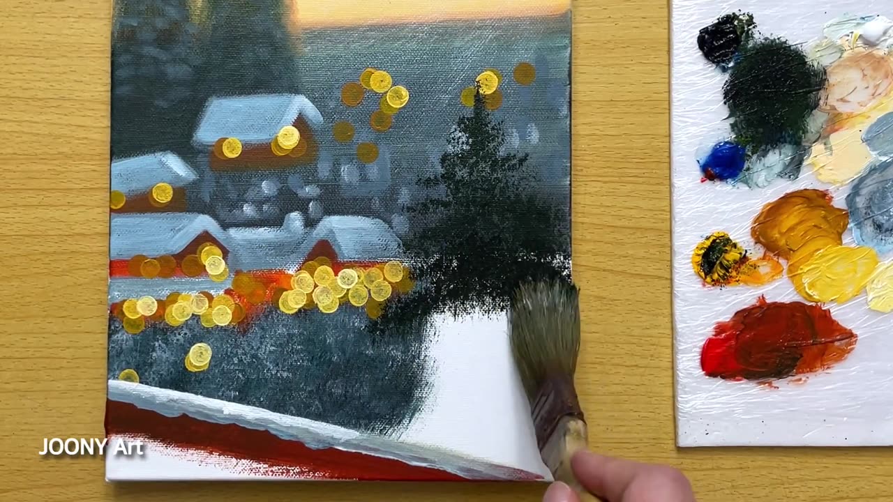 Falling Snow _ Acrylic Painting for Beginners