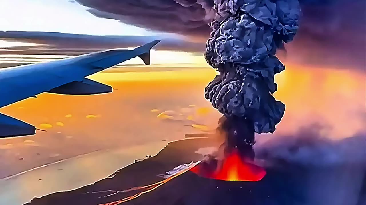 Flying over a volcano