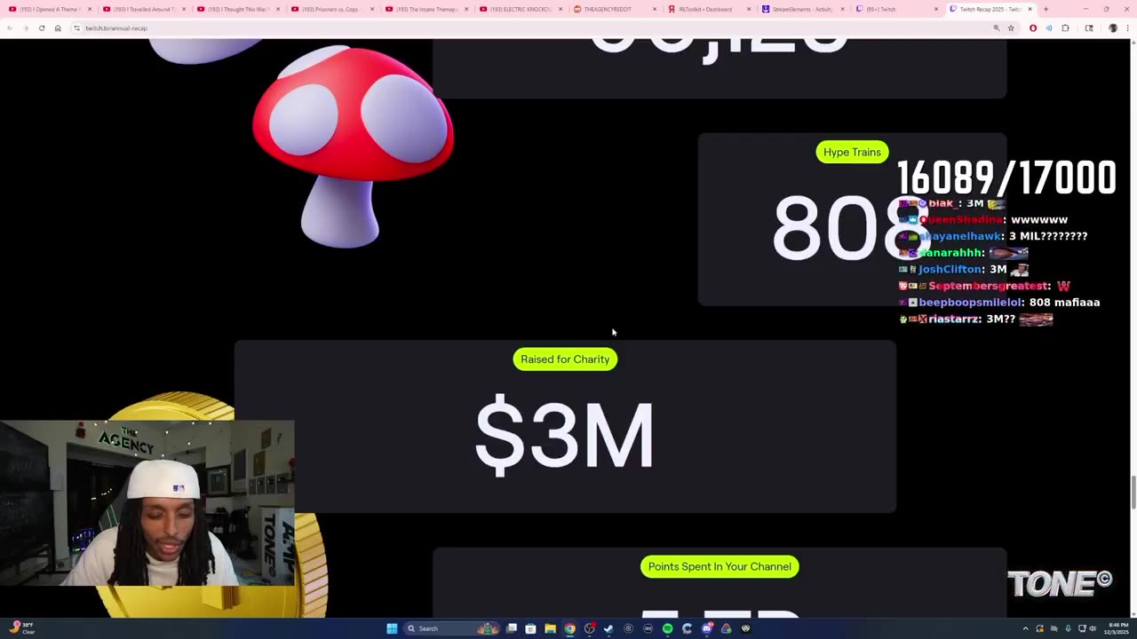 agent discovers he has raised over $3M for charity in 2025 through his streams 🤯❤️‍🔥