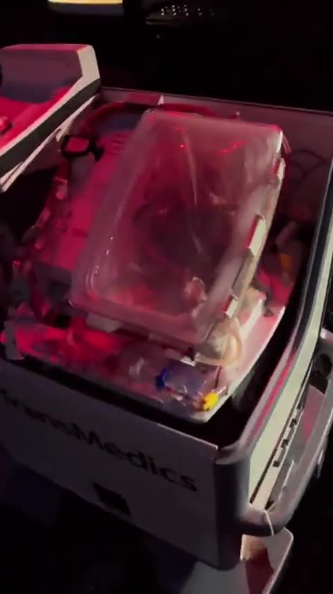 This is what a heart looks like when it is ready for transport by plane before the transplant