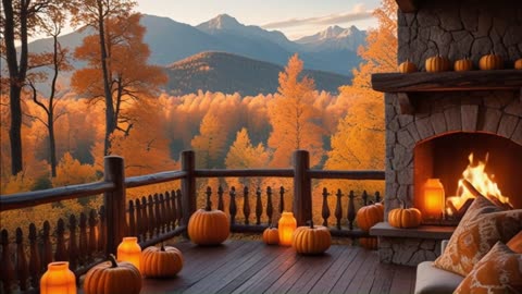 Cozy Autumn on the Porch – Crackling Fireplace, Relaxing Music, Fall Ambience for Sleep & Study