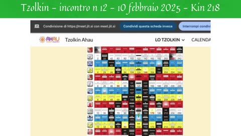 Tzolkin - incontro n 12 - 10 febbraio 2025 - Kin 218