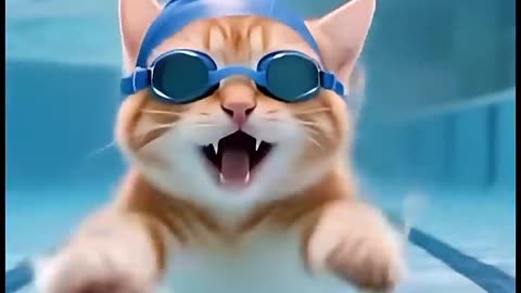 Cat Teaches Baby to Swim 🐱👶💦 | Funny & Cute AI Short