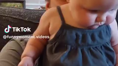 Funny Baby Plays with her Dad