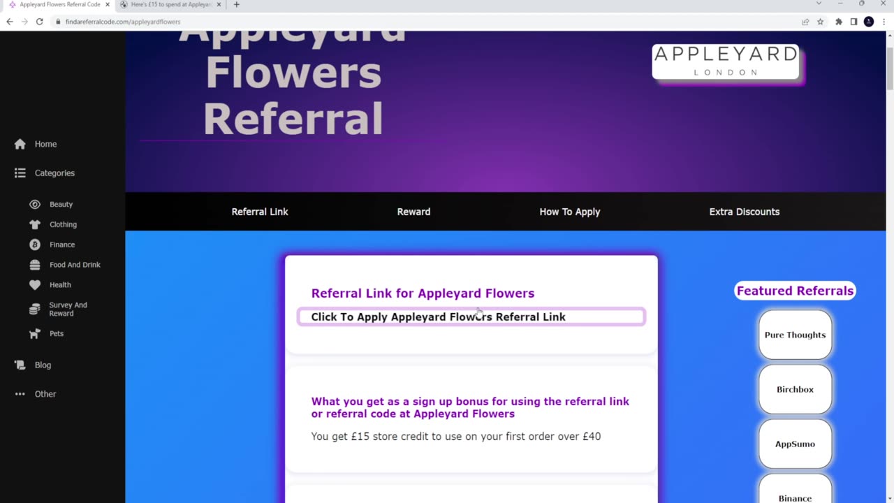 Appleyard Flowers Referral Code - How To