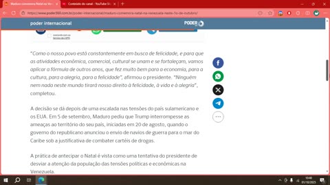 Maduro comemora Natal na Venezuela neste 1º de outubro