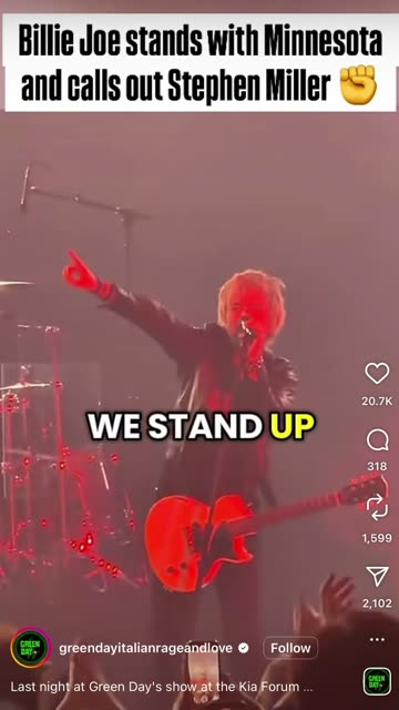 Green Day proclaims they are antifa at their LA concert