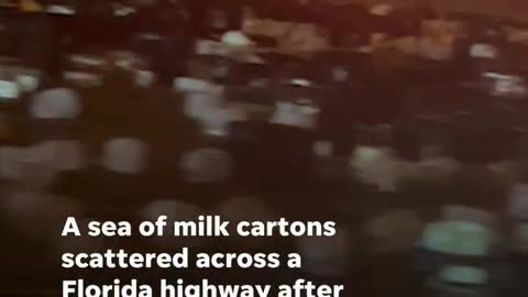 Hundreds of milk cartons scatter across highway after milk truck crash