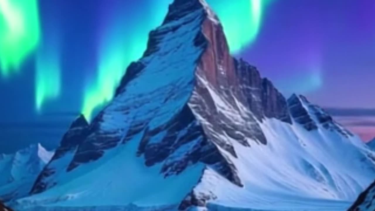 Majestic Aurora Borealis Over Snowy Mountain Peaks | Breathtaking Dreamlike Landscape