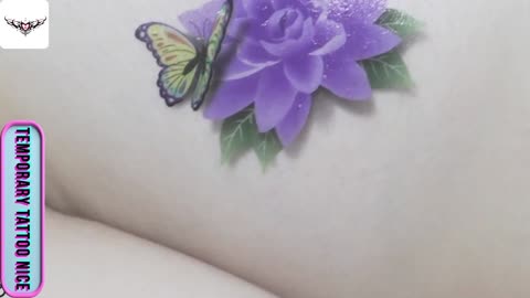 [Temporary Tattoo Nice] #0038 Purple flower and butterfly tattoos sticker! Tattoo Temporary sticker