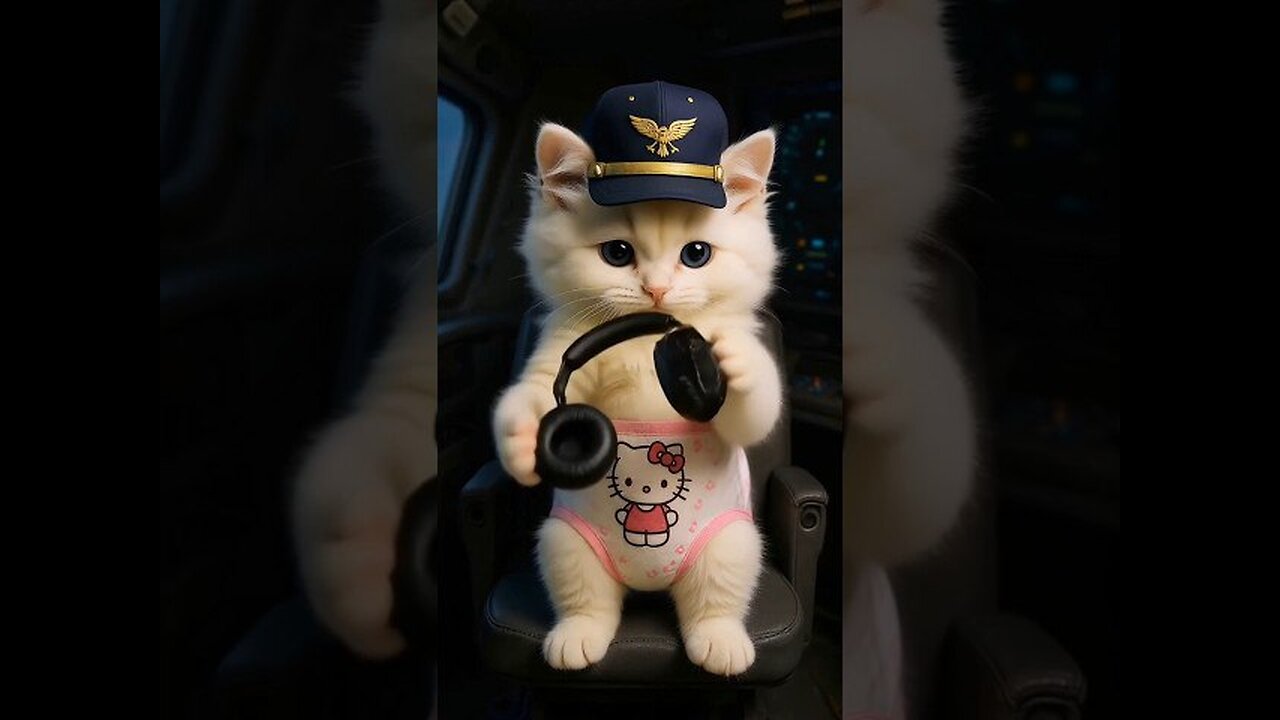 Cute kitten pilot #funnycat #aicat #cutecat