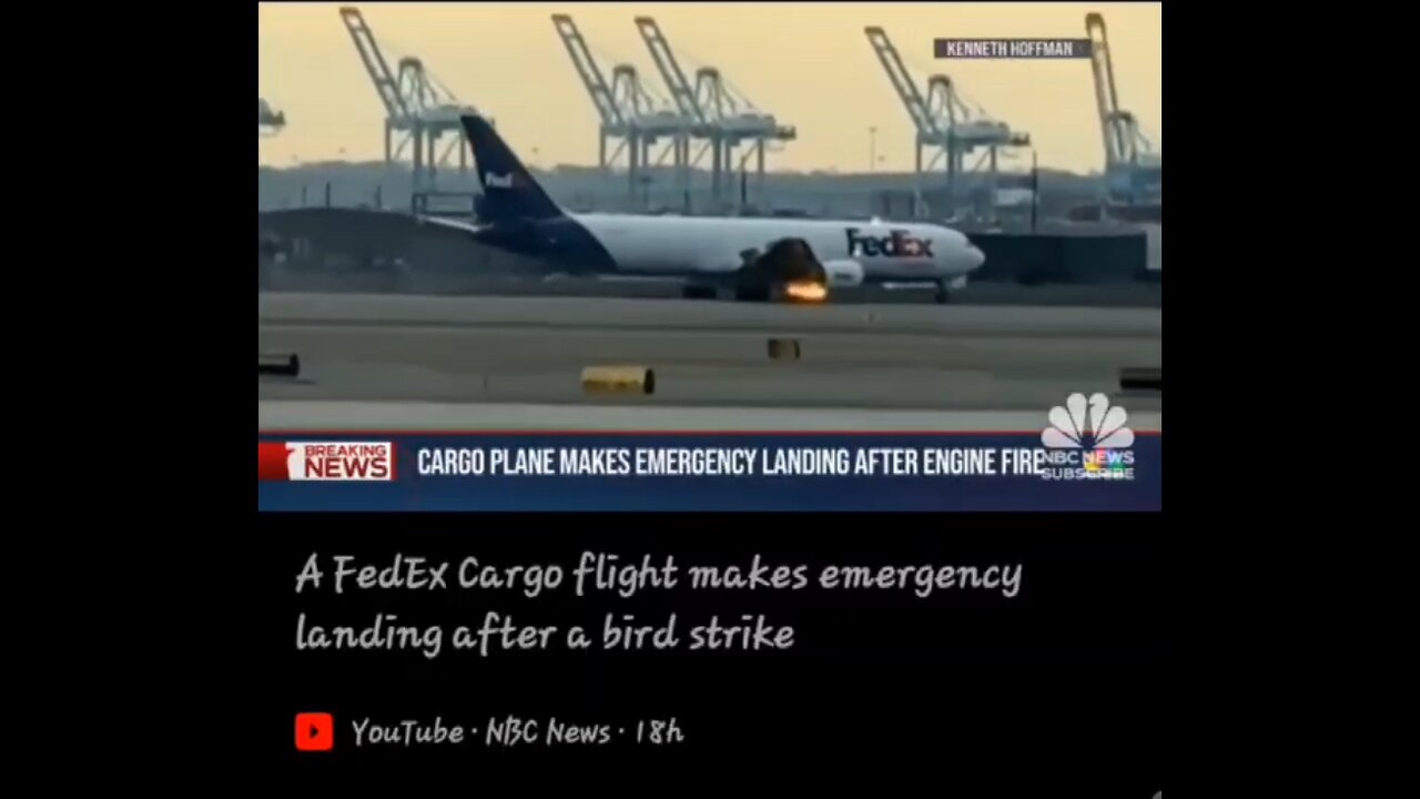 Fed-ex plane ✈️ 🛩 makes an emergency landing this morning with a right engine on fire 🔥