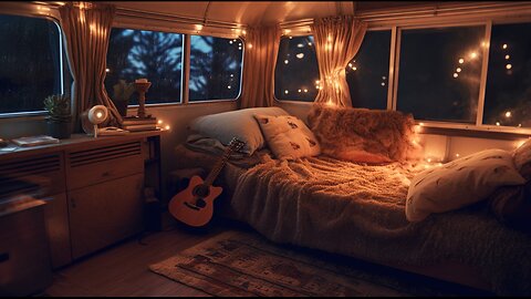 🌧️ Rainy Night Inside a Cozy Camper Van | Sleep, Relax & Study Ambience (LIVE)