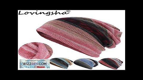 LOVINGSHA Autumn Winter Dual-use Women Hats For Ladies Skullies Beanies Stripe Design Review