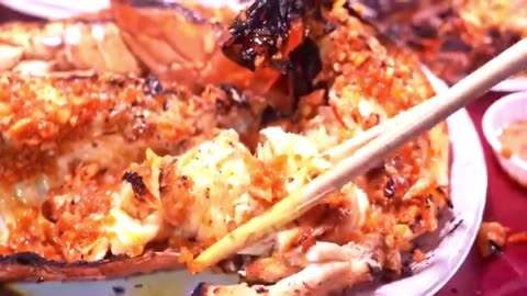 Grilled Giant Rainbow Lobster, Grilled Pork