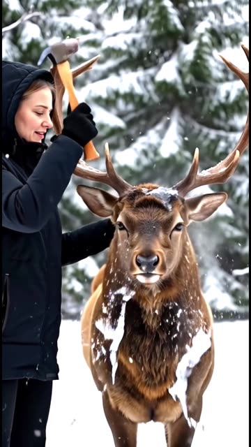 Frozen Solid! Rescuing a Wild Deer Trapped in Ice 🧊🦌